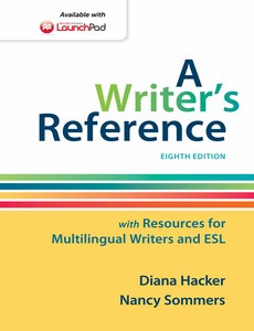 A Writer’s Reference with Resources for Multilingual Writers and ESL 8th by Diana Hacker【ebook】